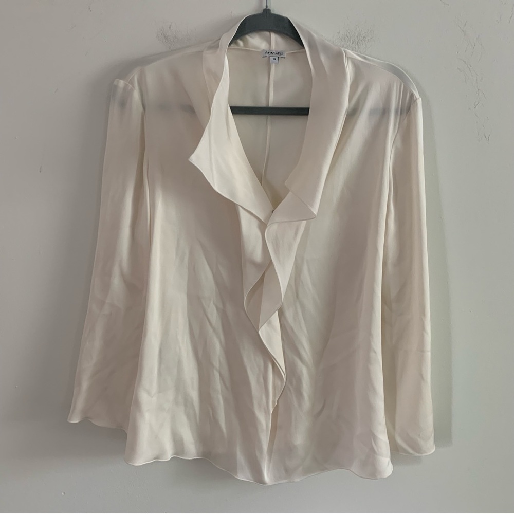 Armani Collezioni Women’s Silk Blouse in Cream Color Size 10
